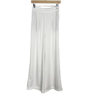 Talulah S White Pleated Wide Leg Pants Trousers Pockets High Waist Lightweight